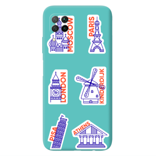 Huawei P40 Lite Pisa Athens Turquoise Colored Silicone TPU Θήκη