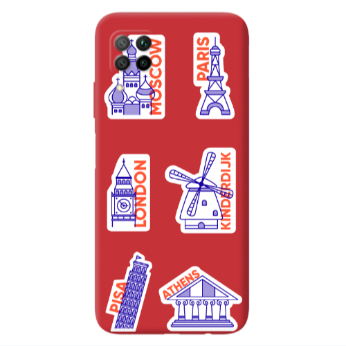 Huawei P40 Lite Pisa Athens Red Colored Silicone TPU Θήκη