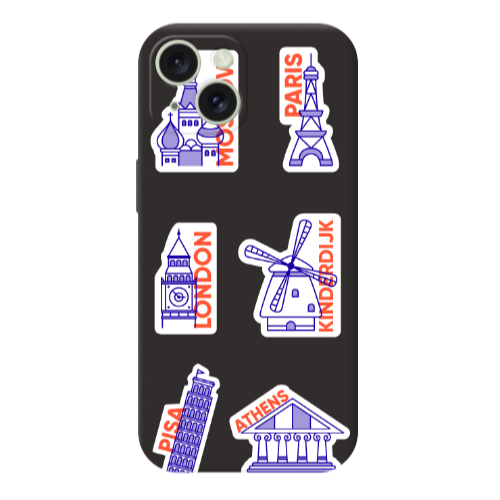 Apple iPhone 15 Pisa Athens Black Colored Silicone TPU Θήκη