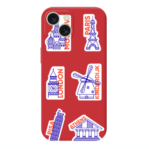 Apple iPhone 15 Pisa Athens Red Colored Silicone TPU Θήκη