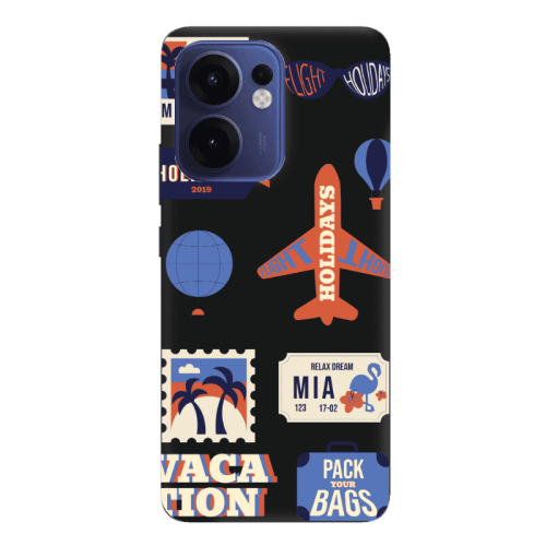 Oppo Reno 13 F Vacation Black Colored Silicone TPU Θήκη