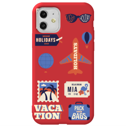 Apple iPhone 11  Vacation Red Colored Silicone TPU Θήκη