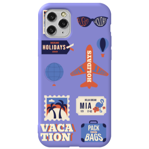 Apple iPhone 11 Pro Vacation Purple Colored Silicone TPU Θήκη