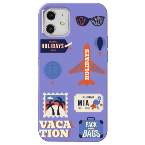 Apple iPhone 12 Vacation Purple Colored Silicone TPU Θήκη
