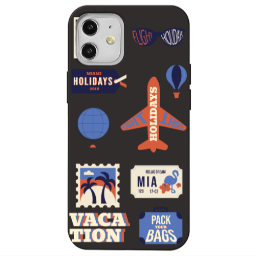 Apple iPhone 12 Vacation Black Colored Silicone TPU Θήκη