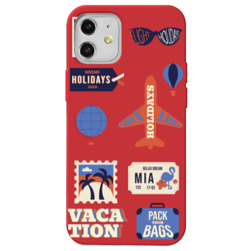 Apple iPhone 12 Vacation Red Colored Silicone TPU Θήκη