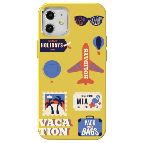 Apple iPhone 12 Vacation Yellow Colored Silicone TPU Θήκη