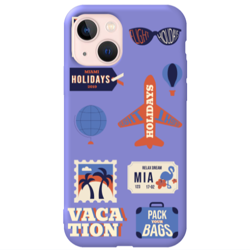Apple iPhone 13 Vacation Purple Colored Silicone TPU Θήκη