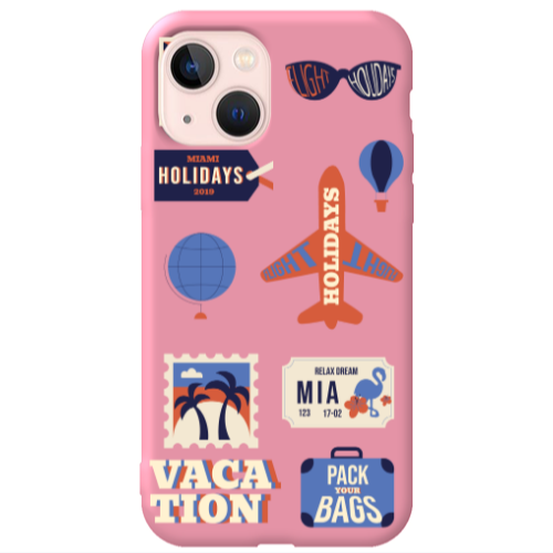 Apple iPhone 13 Vacation Pink Colored Silicone TPU Θήκη