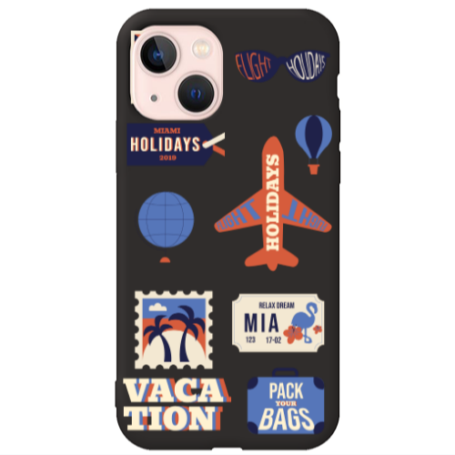 Apple iPhone 13 Vacation Black Colored Silicone TPU Θήκη