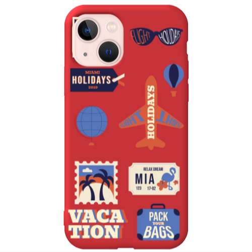Apple iPhone 13 Vacation Red Colored Silicone TPU Θήκη