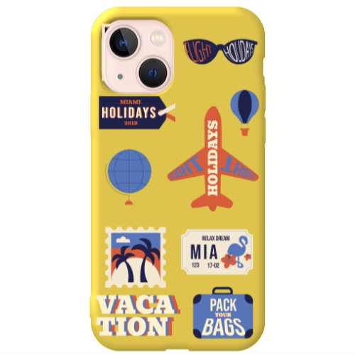 Apple iPhone 13 Vacation Yellow Colored Silicone TPU Θήκη