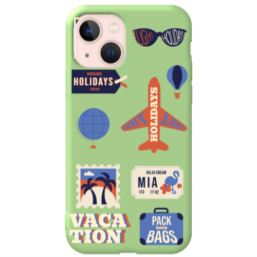 Apple iPhone 13 Vacation Light Green Colored Silicone TPU Θήκη