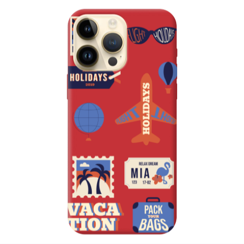 Apple iPhone 13 Pro Max Vacation Red Colored Silicone TPU Θήκη