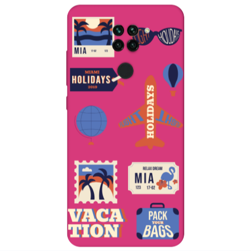 Xiaomi Redmi Note 9 Vacation Fuchsia Colored Silicone TPU Θήκη