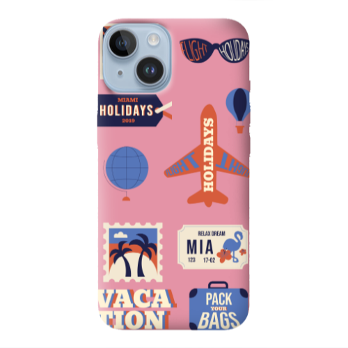 Apple iPhone 14  Vacation Pink Colored Silicone TPU Θήκη