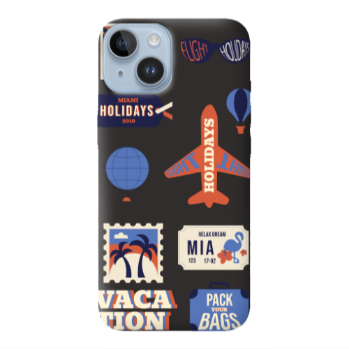 Apple iPhone 14  Vacation Black Colored Silicone TPU Θήκη