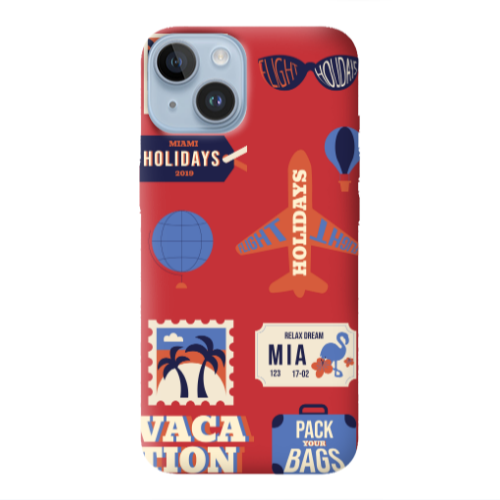 Apple iPhone 14 Plus Vacation Red Colored Silicone TPU Θήκη