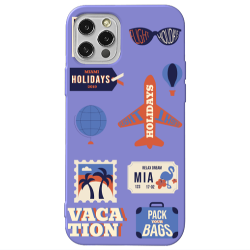 Apple iPhone 12 Pro Vacation Purple Colored Silicone TPU Θήκη