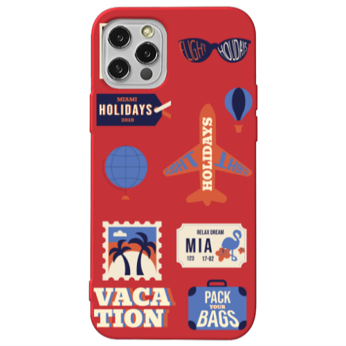 Apple iPhone 12 Pro Vacation Red Colored Silicone TPU Θήκη