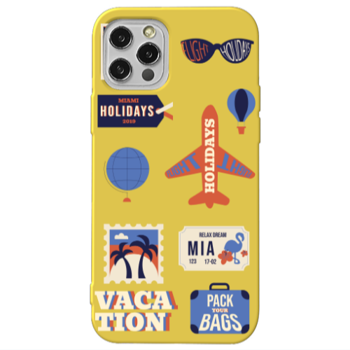 Apple iPhone 12 Pro Vacation Yellow Colored Silicone TPU Θήκη