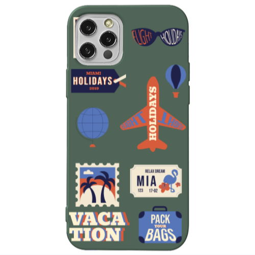 Apple iPhone 12 Pro Vacation Dark Green Colored Silicone TPU Θήκη