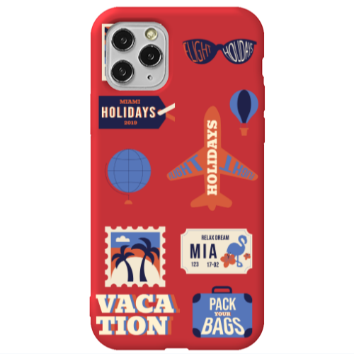 Apple iPhone 11 Pro Max Vacation Red Colored Silicone TPU Θήκη