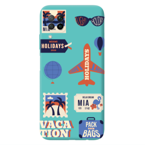 Huawei P40 Lite Vacation Turquoise Colored Silicone TPU Θήκη