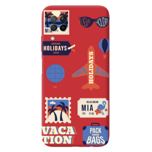 Huawei P40 Lite Vacation Red Colored Silicone TPU Θήκη