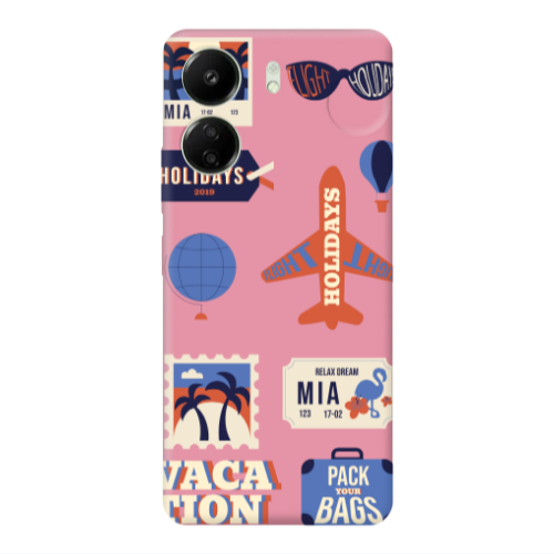 Xiaomi Redmi 13C Vacation Pink Colored Silicone TPU Θήκη