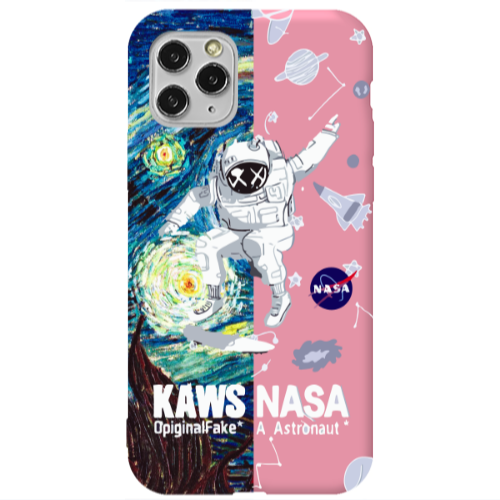 Apple iPhone 11 Pro Kaws Pink Colored Silicone TPU Θήκη