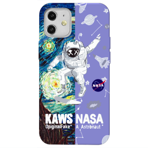 Apple iPhone 12 Kaws Purple Colored Silicone TPU Θήκη