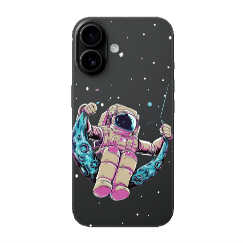Apple Iphone 16 plus Astronaut swinging on the moon Transparent Silicone TPU Θήκη