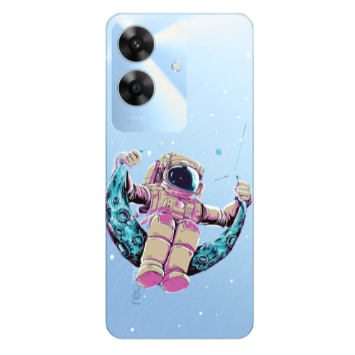 Realme Note 60 Astronaut swinging on the moon Transparent Silicone TPU Θήκη
