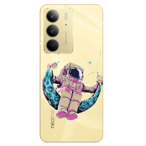 Realme C 75 Astronaut swinging on the moon Transparent Silicone TPU Θήκη