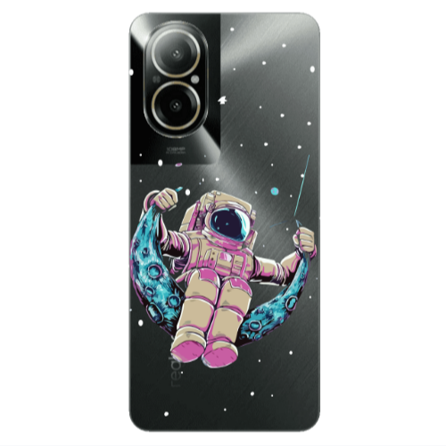 Realme C67 Astronaut swinging on the moon Transparent Silicone TPU Θήκη