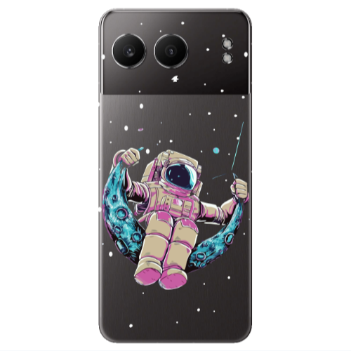 Oneplus Nord 4 Astronaut swinging on the moon Transparent Silicone TPU Θήκη