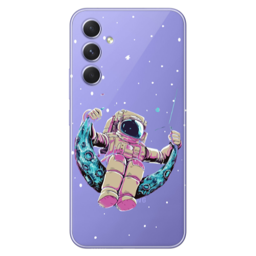 Samsung A56 Astronaut swinging on the moon Transparent Silicone TPU Θήκη