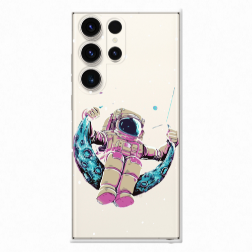 Samsung S25 Ultra Astronaut swinging on the moon Transparent Silicone TPU Θήκη