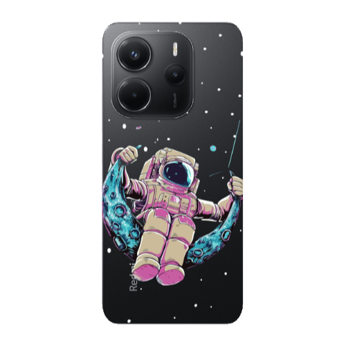 Xiaomi Redmi Note 14 Astronaut swinging on the moon Transparent Silicone TPU Θήκη