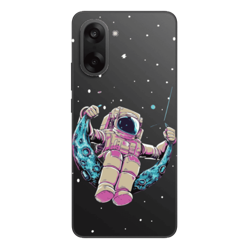 Oneplus Nord CE 5 Astronaut swinging on the moon Transparent Silicone TPU Θήκη
