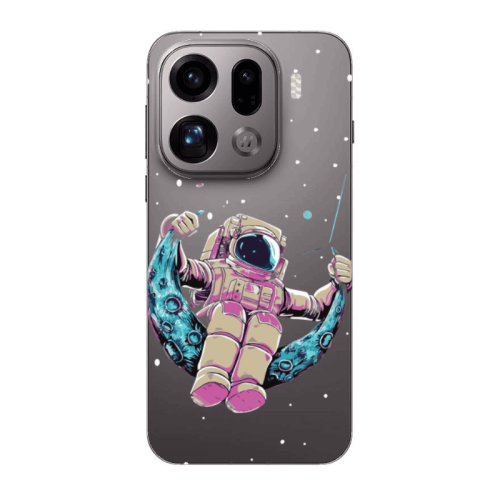 Oppo Find X9 Pro Astronaut swinging on the moon Transparent Silicone TPU Θήκη