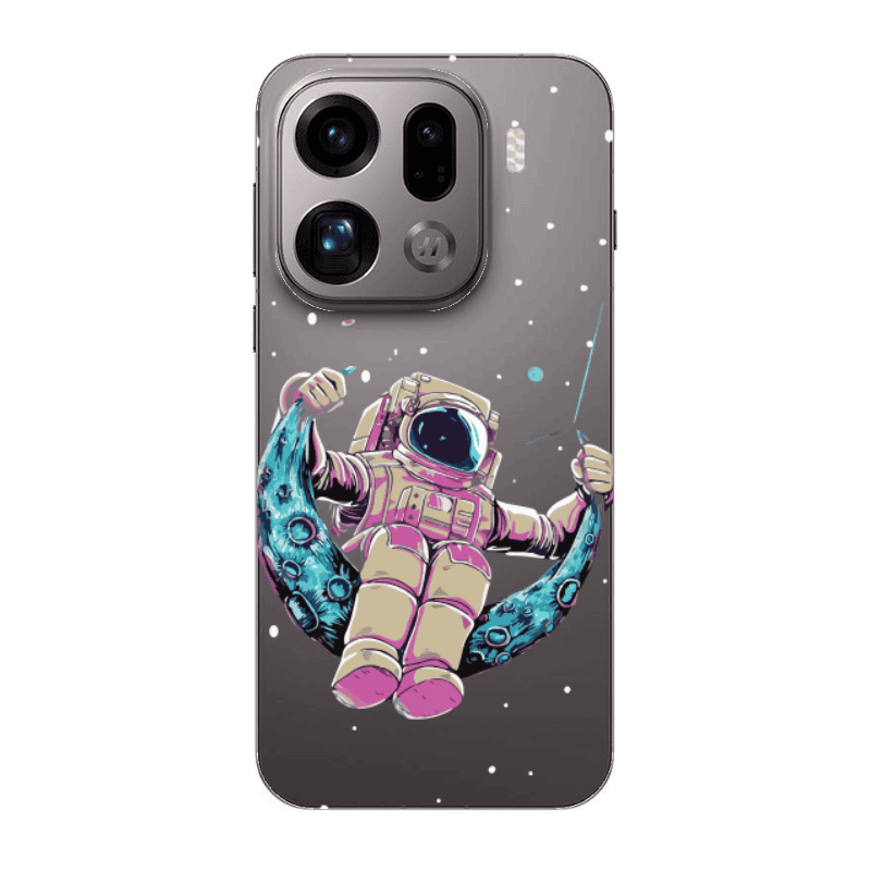 Oppo Find X9 Pro Astronaut swinging on the moon Transparent Silicone TPU Θήκη