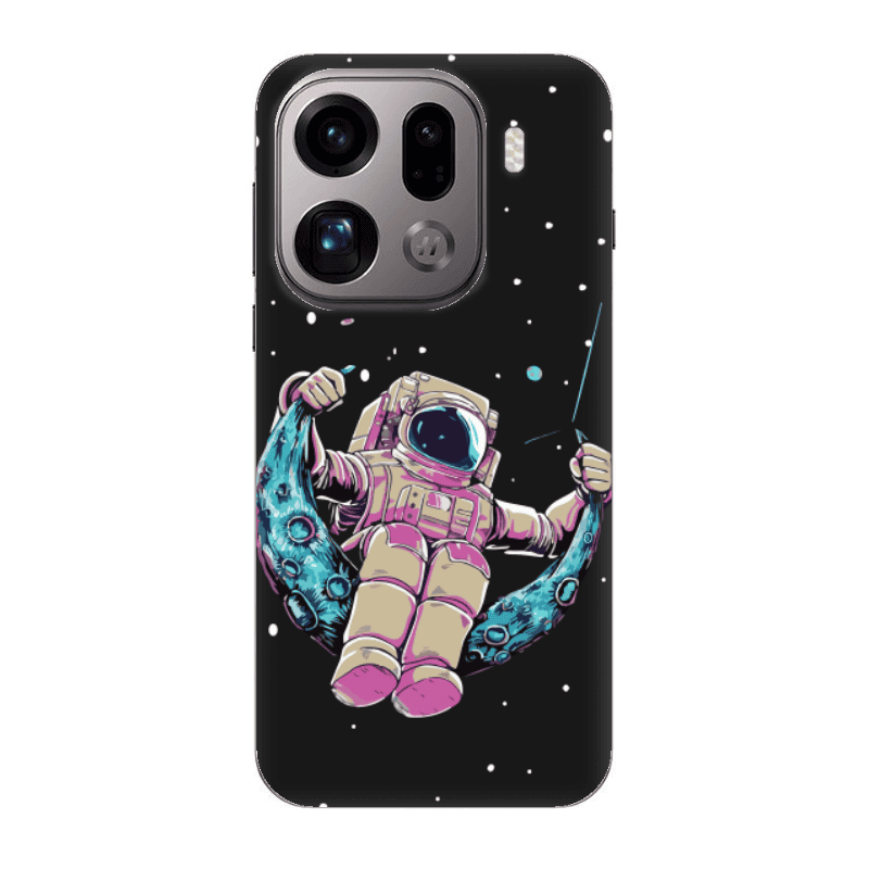 Oppo Find X9 Pro Astronaut swinging on the moon Black Colored Silicone TPU Θήκη