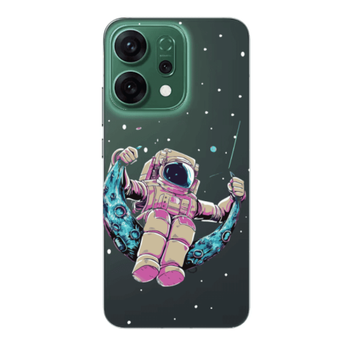 Oppo RENO 14 Astronaut swinging on the moon Transparent Silicone TPU Θήκη