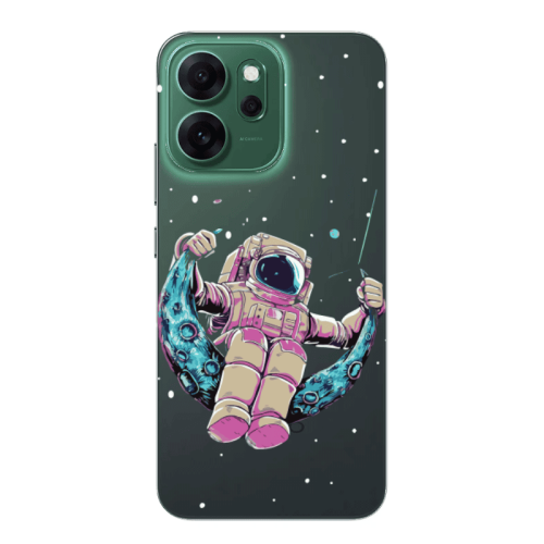 Oppo 14 F Astronaut swinging on the moon Transparent Silicone TPU Θήκη