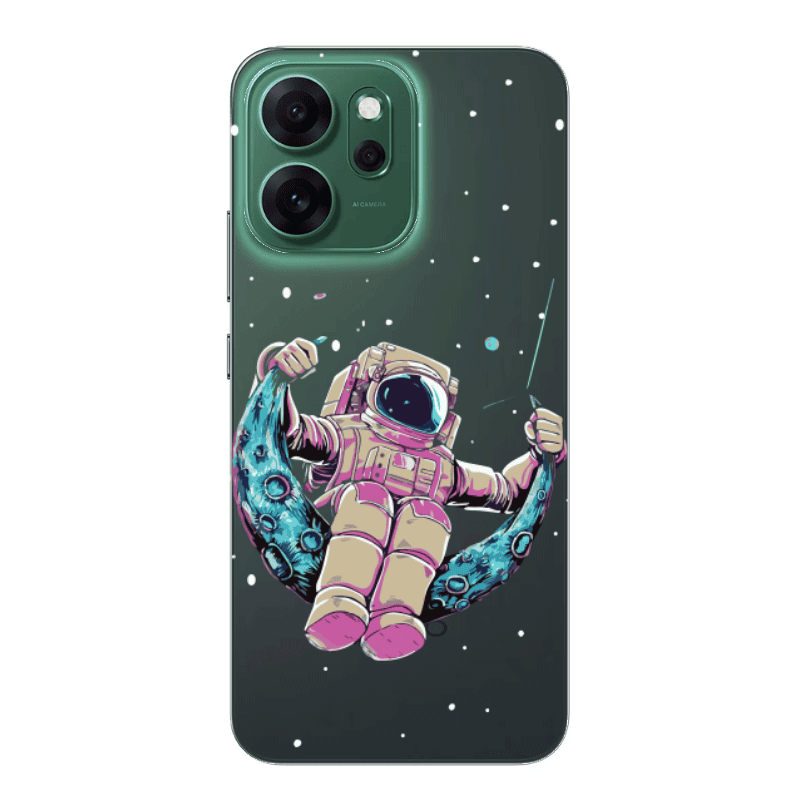 Oppo 14 F Astronaut swinging on the moon Transparent Silicone TPU Θήκη