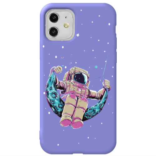 Apple iPhone 11  Astronaut swinging on the moon Purple Colored Silicone TPU Θήκη