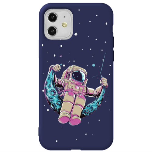 Apple iPhone 11  Astronaut swinging on the moon Dark blue Colored Silicone TPU Θήκη