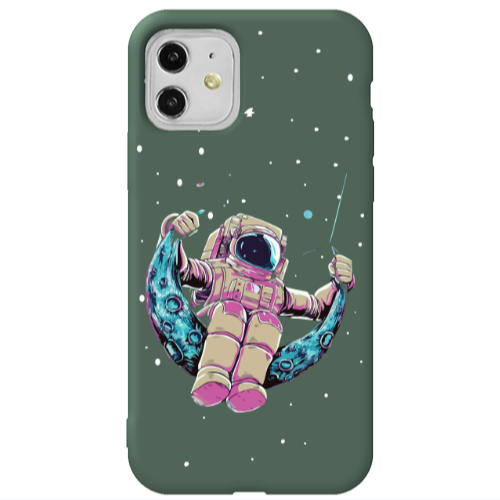 Apple iPhone 11  Astronaut swinging on the moon Dark Green Colored Silicone TPU Θήκη